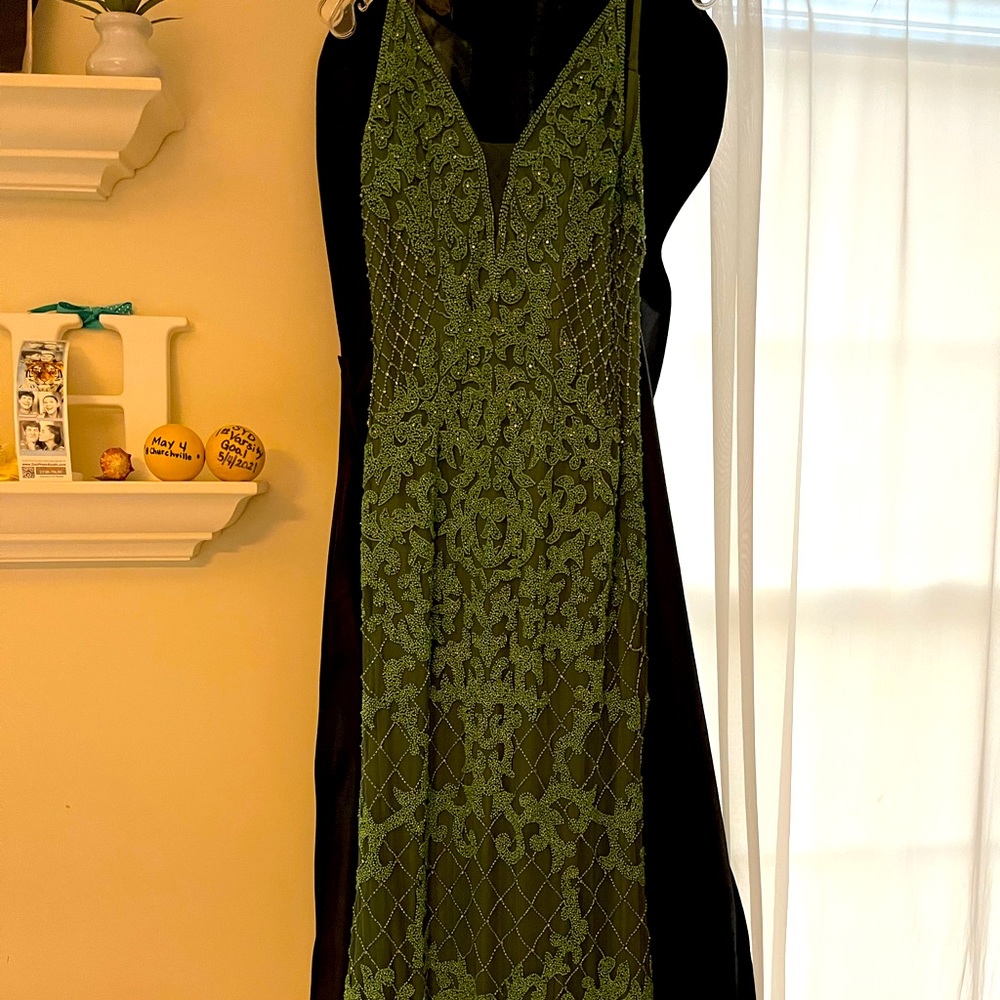 Size 4 Primavera Couture Sage Green Beaded Gown.